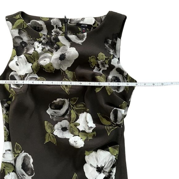 Jacob green dress with all over floral print sleeveless zip up back size small - Picture 7 of 11